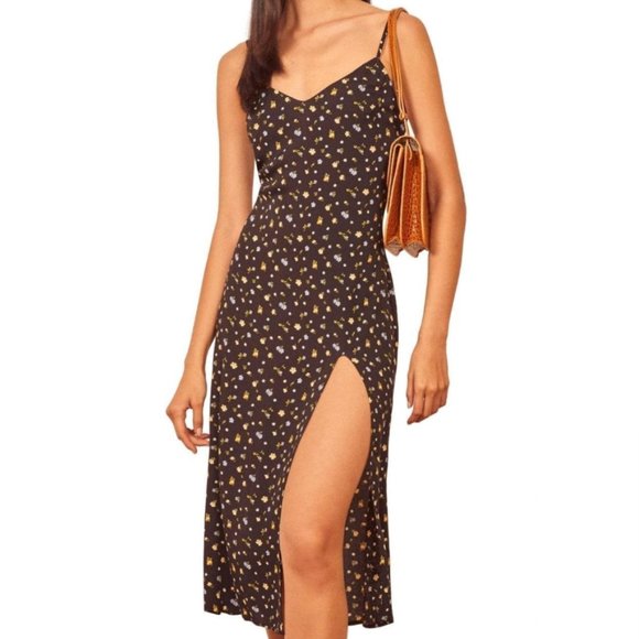Reformation Dresses & Skirts - REFORMATION Crimini Slip Dress Posie Floral Print Black